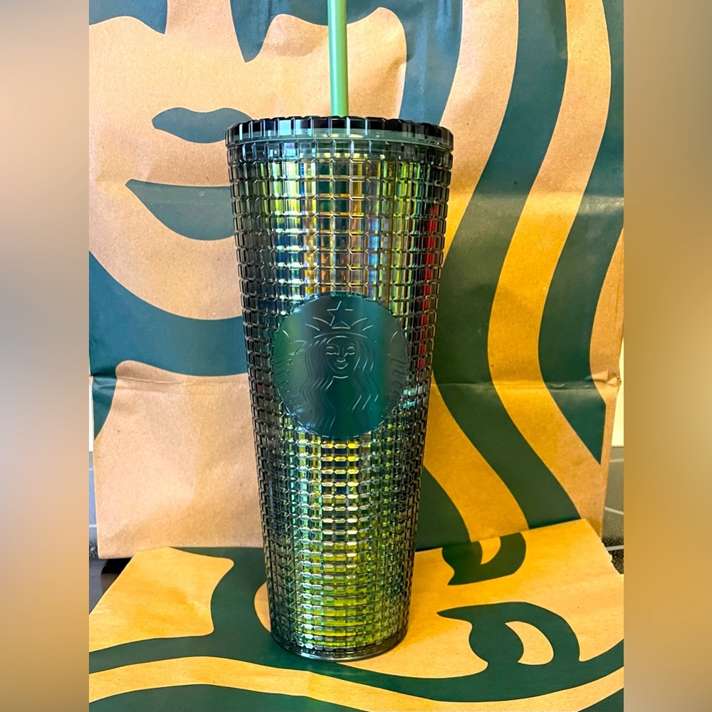 Starbucks 2022 Fall Rainforest Green Disco/Grid Tumbler